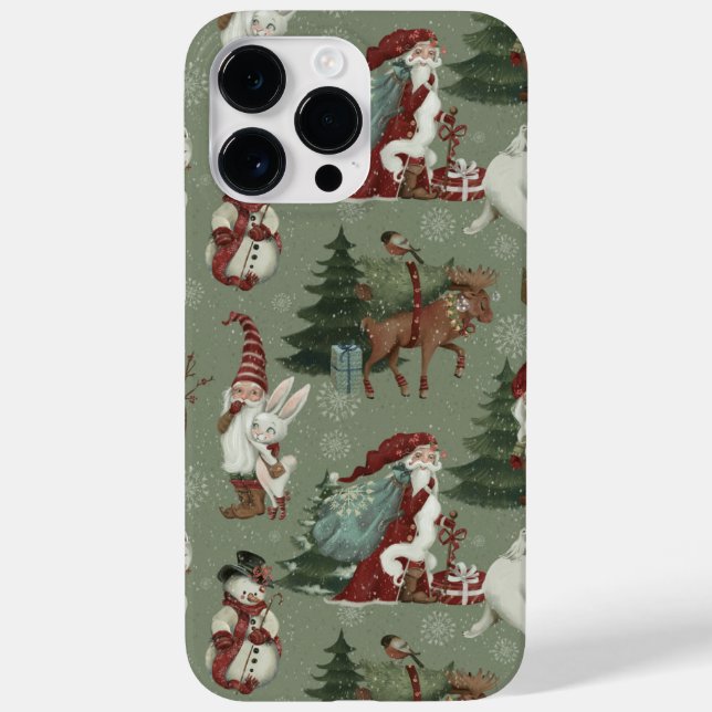 Vintage Santa Christmas Pattern Case-Mate iPhone Case (Back)
