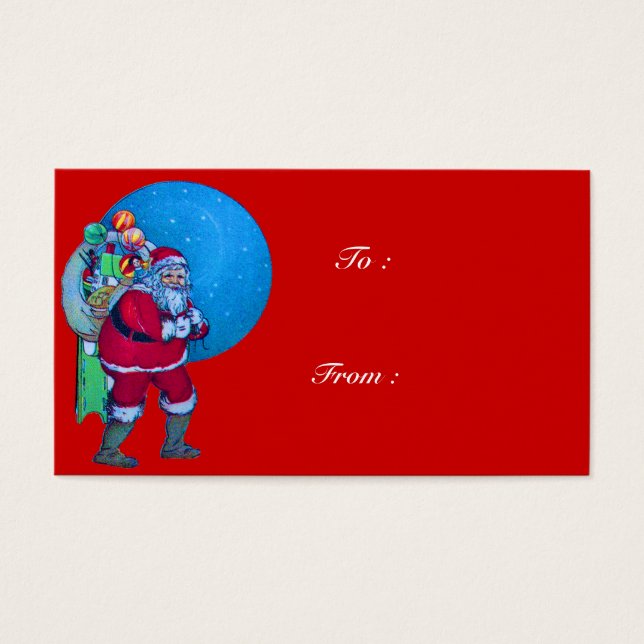 VINTAGE SANTA,CHRISTMAS SACK TOYS STARRY SKY Red (Front)