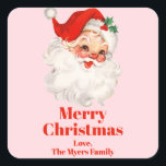 Vintage Santa Christmas Square Sticker<br><div class="desc">Vintage Santa christmas gift tags pink and red.</div>