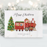 Vintage Santa Christmas Train Non-Photo Holiday Card<br><div class="desc">Wish your friends and family a happy holiday season with this vintage,  Santa Christmas train design. Personalize with your holiday greeting and family name.</div>