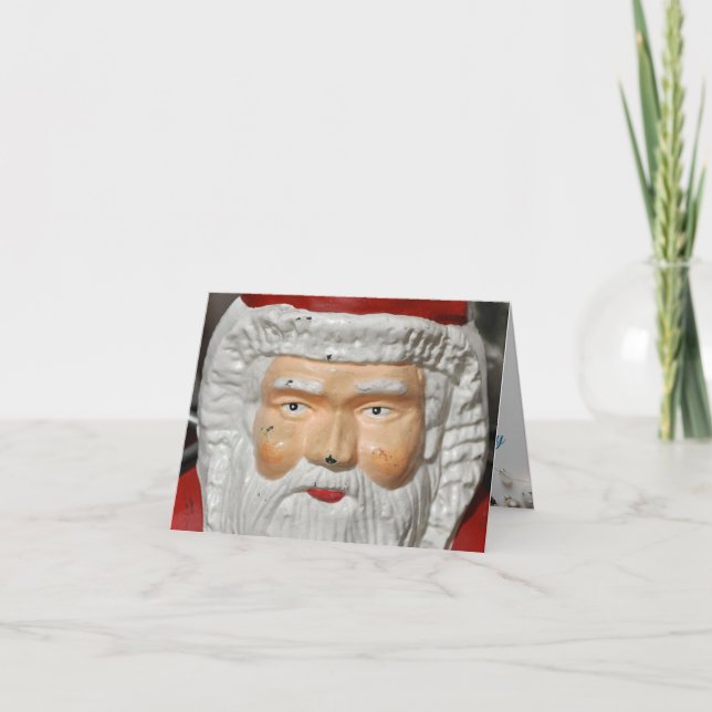 Vintage Santa, Christmas, tree stand, Holiday Card (Front)