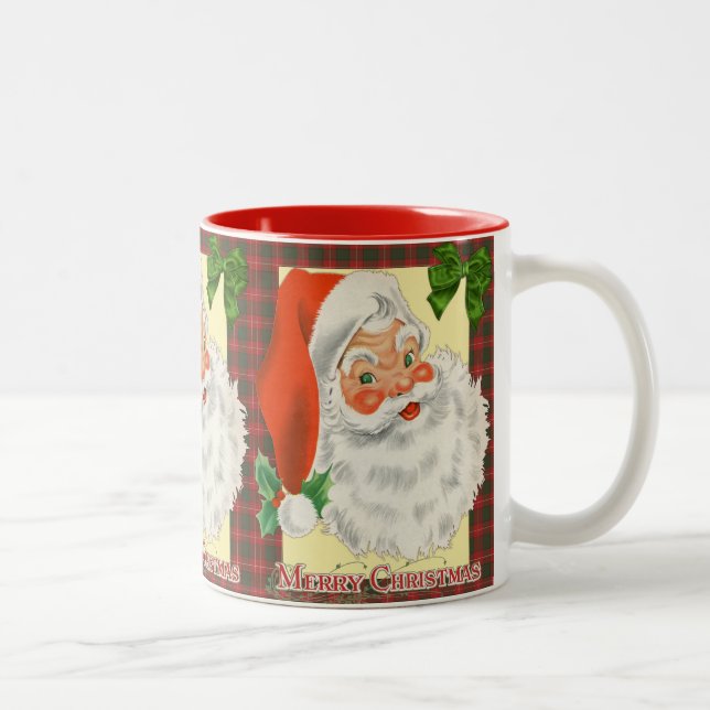 Vintage Santa Christmas Two-Tone Coffee Mug (Right)