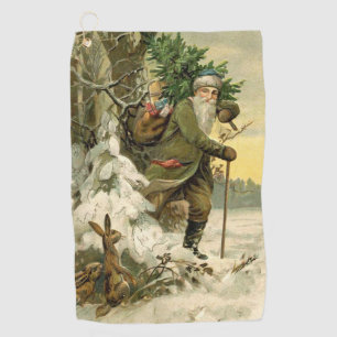 Vintage Santa Christmas Victorian Holiday Golf Towel