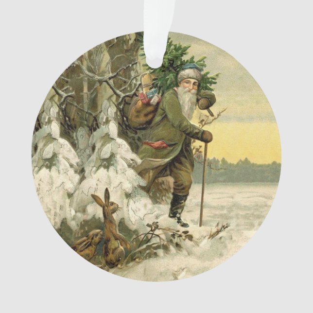 Vintage Santa Christmas Victorian Holiday Ornament (Front)