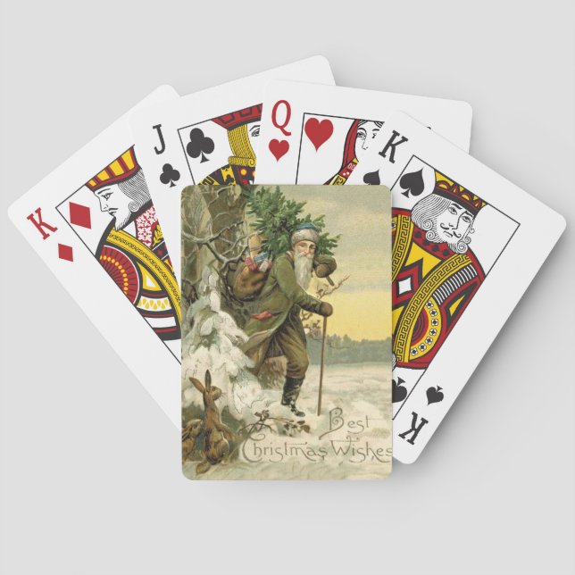 Vintage Santa Christmas Victorian Holiday Playing Cards (Back)