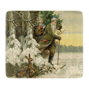 Vintage Santa Christmas Victorian Holiday Tree Cutting Board