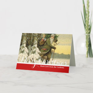 Vintage Santa Christmas Victorian Holiday Tree  Thank You Card