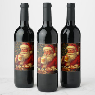 Vintage Santa Christmas Wine Bottle Label 