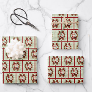 Vintage santa classic retro claus merry christmas  wrapping paper sheet