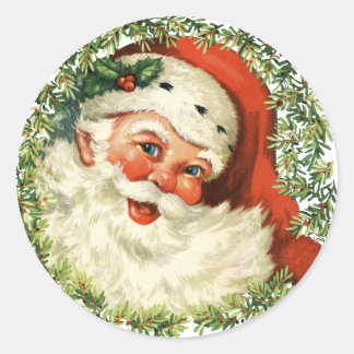 Vintage Santa Classic Round Sticker