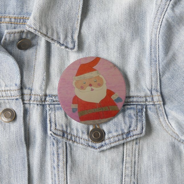 Vintage Santa Claus 3 Inch Round Button (In Situ)