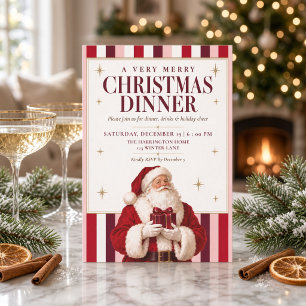 Vintage Santa Claus A Very Merry Christmas Dinner  Invitation