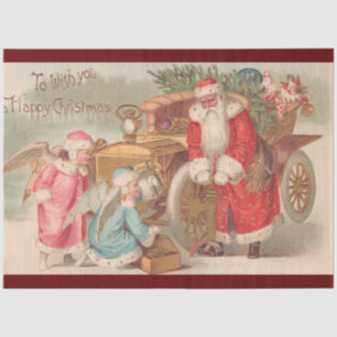 Vintage Santa Claus And Angels Christmas Tissue Paper