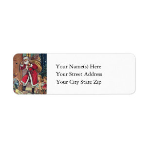 Vintage Santa Claus At Door With Christmas Toys
