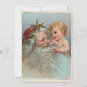 Vintage Santa Claus Baby Child Christmas Holiday   Card