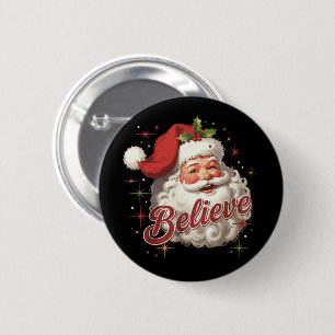 Vintage Santa Claus Believe Christmas 2 Inch Round Button
