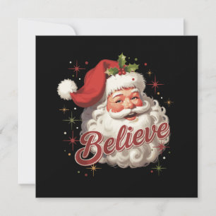 Vintage Santa Claus Believe Christmas Holiday Card