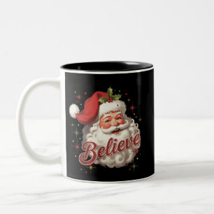 Vintage Santa Claus Believe Christmas Two-Tone Coffee Mug