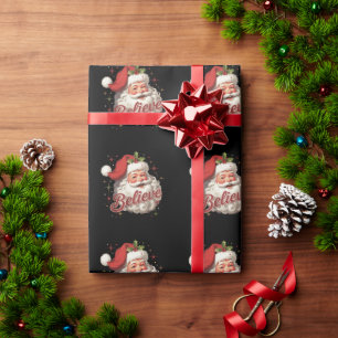 Vintage Santa Claus Believe Christmas Wrapping Paper