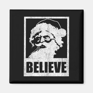 Vintage Santa Claus Believe Retro Christmas In Jul Magnet