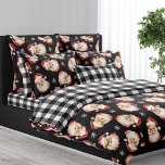 Vintage Santa Claus Black Plaid Christmas Duvet Cover<br><div class="desc">Celebrate the festive season with the Vintage Santa Claus Black And White Buffalo Plaid Christmas Duvet Cover. This charming duvet cover features a delightful pattern of vintage Santa Claus faces and snowflakes against a rich black background, evoking a nostalgic holiday spirit. The reverse side showcases a classic black and white...</div>