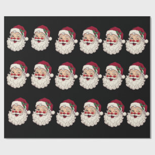 Vintage Santa Claus Black Wrapping Paper