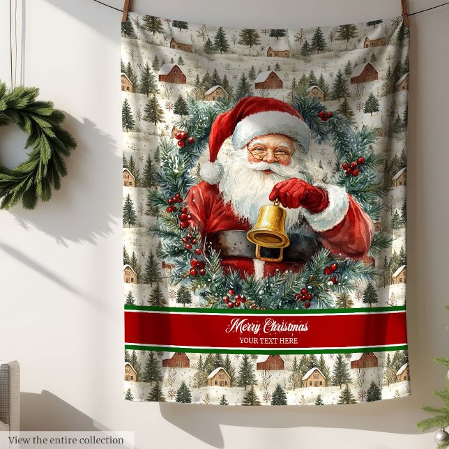 Vintage Santa Claus Blanket with Custom Name (Vintage Santa Claus Blanket with Custom Name)