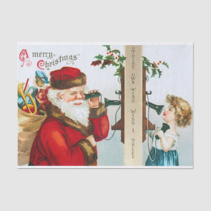 Vintage Santa Claus Calling Christmas Child Tissue Paper