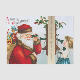 Vintage Santa Claus Calling Christmas Child Tissue Paper