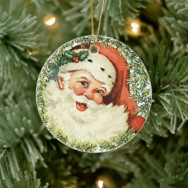 Vintage Santa Claus Ceramic Ornament (Tree)