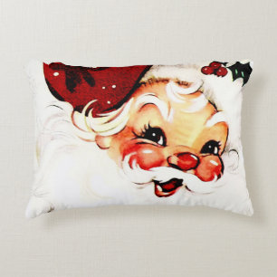 Vintage Santa Claus: Cheerful Holiday Charm Accent Pillow