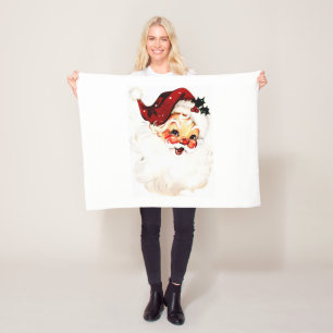 Vintage Santa Claus: Cheerful Holiday Charm Fleece Blanket