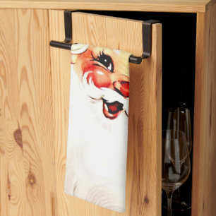 Vintage Santa Claus: Cheerful Holiday Charm Kitchen Towel