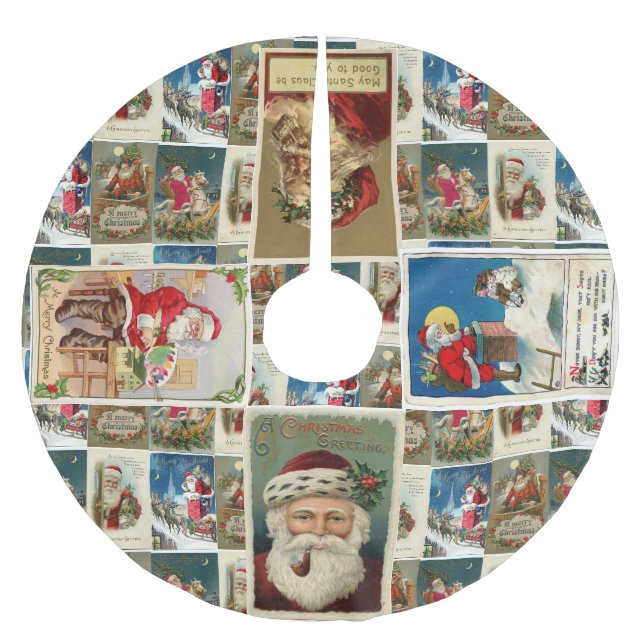 Vintage Santa Claus Christmas Brushed Polyester Tree Skirt (Front)