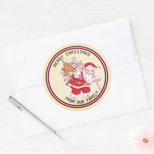 Vintage Santa Claus Christmas Classic Round Sticker