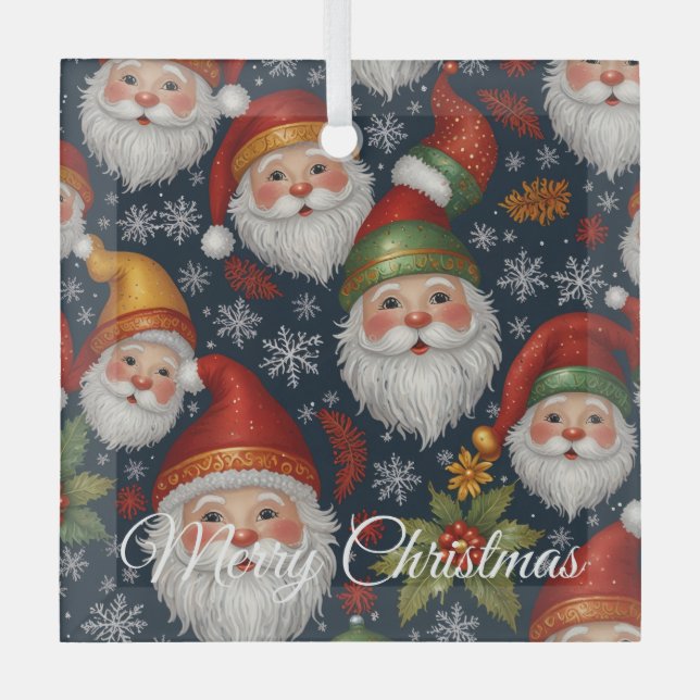 Vintage Santa Claus Christmas Collection Glass Ornament (Front)