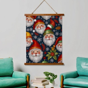 Vintage Santa Claus Christmas Collection Hanging Tapestry
