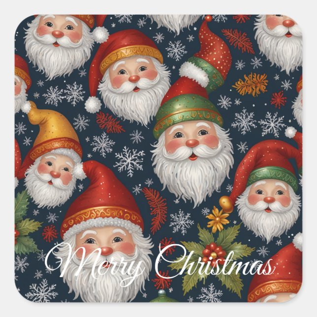 Vintage Santa Claus Christmas Collection Square Sticker (Front)