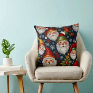 Vintage Santa Claus Christmas Collection Throw Pillow