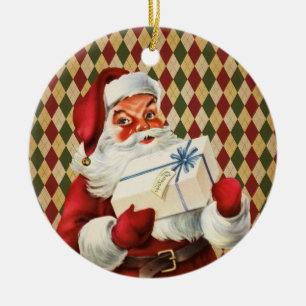 Vintage Santa Claus Christmas Decor Ceramic Ornament