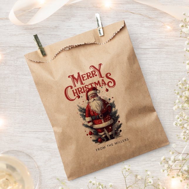 Vintage Santa Claus Christmas Favour Gift Bag (Clipped)