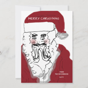 Vintage Santa Claus Christmas Hand Drawn Name Holiday Card