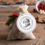 Vintage Santa Claus Christmas Holiday Address Classic Round Sticker<br><div class="desc">Return address vintage santa with name and address around the circle</div>