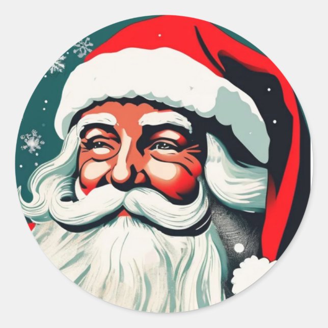 Vintage Santa Claus Christmas Holidays Classic Round Sticker (Front)
