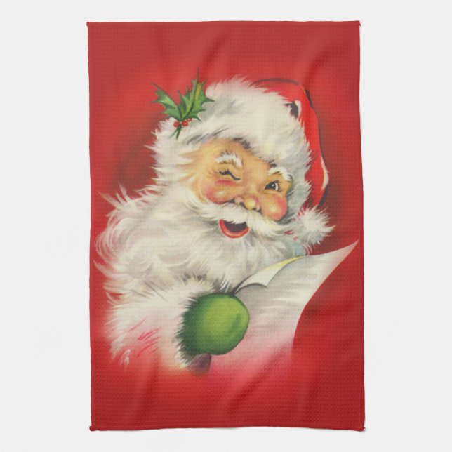 Vintage Santa Claus Christmas Kitchen Towel (Vertical)