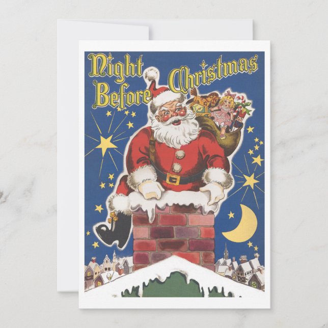 Vintage Santa Claus, Christmas Party Invitation (Front)
