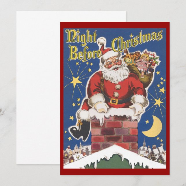 Vintage Santa Claus, Christmas Party Invitation (Front/Back)