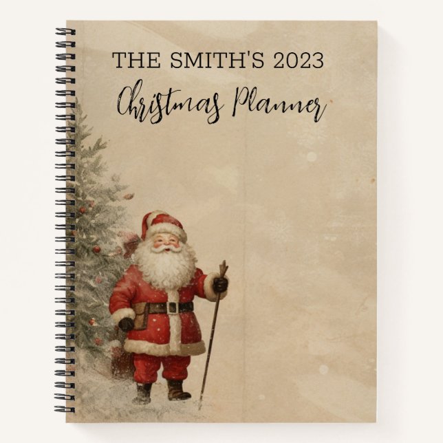 Vintage  Santa Claus Christmas Planner Notebook (Front)