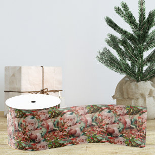 Vintage Santa Claus Christmas Ribbon   Gift Ribbon Grosgrain Ribbon