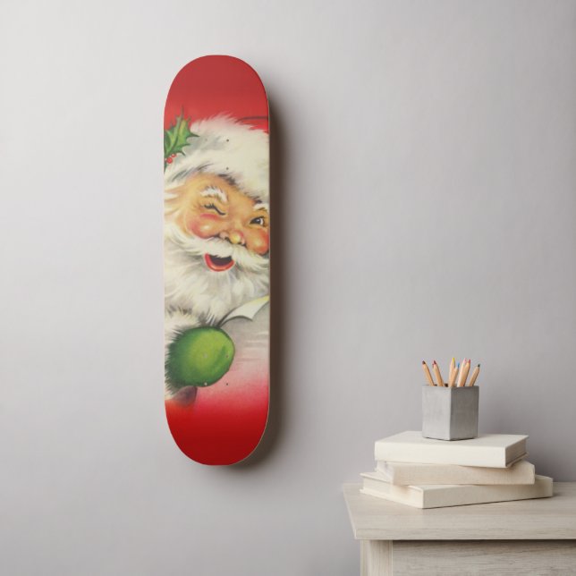 Vintage Santa Claus Christmas Skateboard (Wall Art)